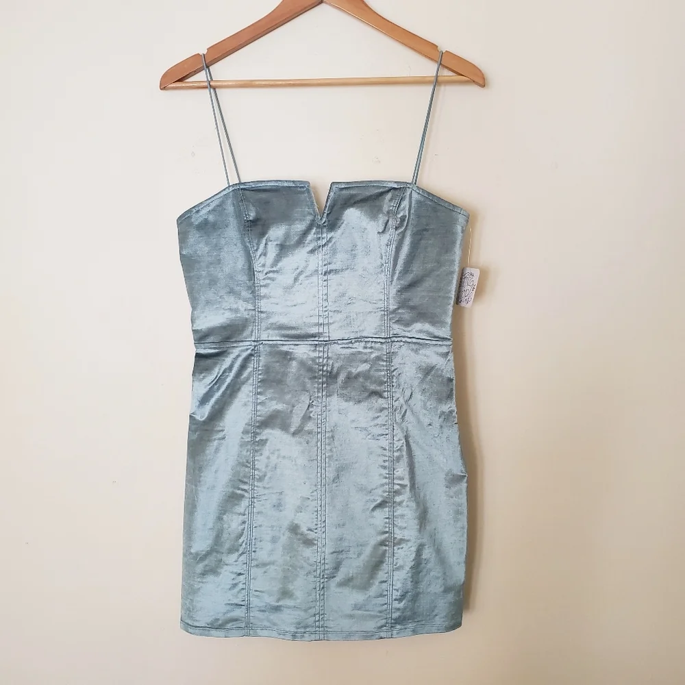 NWT Free People Mint Antoinette Velvet Mini Dress - Picture 3 of 10
